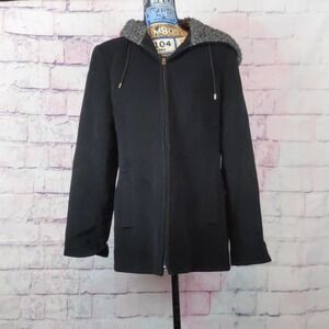 FLEET street wool black coat size medium